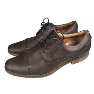 BELVEDERE Paris Mens Brown Leather Oxford Shoes Cap Toe Made In Brazil 14D